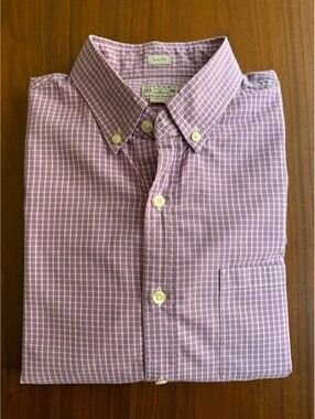 J.Crew Men's Slim Fit Button-Down Shirt Purple & White Check - Size M